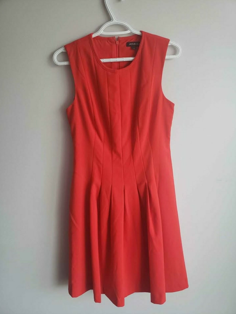 Jessica Coral-Red Sleeveless Fit & Flare Dress